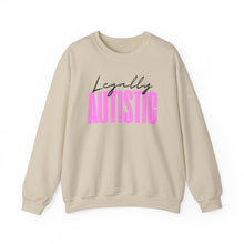 Load image into Gallery viewer, Crewneck Sweatshirt — "Legally Autistic" Pink Typography Pride Sweater