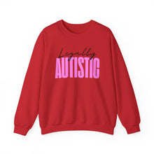 Load image into Gallery viewer, Crewneck Sweatshirt — "Legally Autistic" Pink Typography Pride Sweater