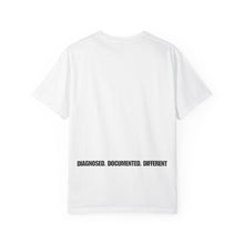 Load image into Gallery viewer, T-Shirt — "Legally Autistic" Disability Pride Tee (front: Legally Autistic, back: Diagnosed. Documented. Different.)