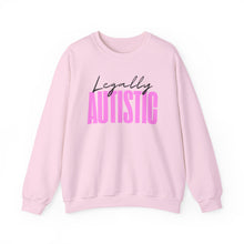 Load image into Gallery viewer, Crewneck Sweatshirt — "Legally Autistic" Pink Typography Pride Sweater