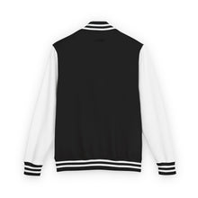 Load image into Gallery viewer, Red & White Letterman Jacket with 'Stay Cozy' Script Chest Embroidery