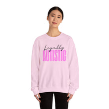 Load image into Gallery viewer, Crewneck Sweatshirt — "Legally Autistic" Pink Typography Pride Sweater
