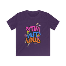 Load image into Gallery viewer, Kids Tee — "Stim Out Loud" Colorful Graffiti Autism Awareness Shirt
