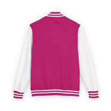 Load image into Gallery viewer, Red &amp; White Letterman Jacket with 'Stay Cozy' Script Chest Embroidery
