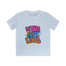 Load image into Gallery viewer, Kids Tee — "Stim Out Loud" Colorful Graffiti Autism Awareness Shirt
