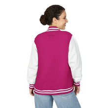 Load image into Gallery viewer, Red &amp; White Letterman Jacket with 'Stay Cozy' Script Chest Embroidery
