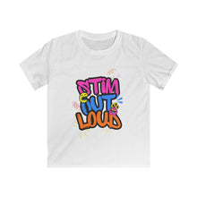 Load image into Gallery viewer, Kids Tee — "Stim Out Loud" Colorful Graffiti Autism Awareness Shirt
