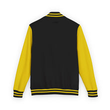 Load image into Gallery viewer, Red &amp; White Letterman Jacket with 'Stay Cozy' Script Chest Embroidery
