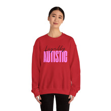 Load image into Gallery viewer, Crewneck Sweatshirt — "Legally Autistic" Pink Typography Pride Sweater
