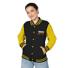 Load image into Gallery viewer, Red &amp; White Letterman Jacket with 'Stay Cozy' Script Chest Embroidery
